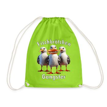 Möven Fischbrötchen Diebe - Turnbeutel - Neongrün - Vorne