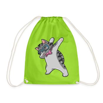 Nerd Katze Dab - Turnbeutel - Neongrün - Vorne