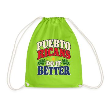 Puerto Rico Farben Rot Blau Weiß - Turnbeutel - Neongrün - Vorne
