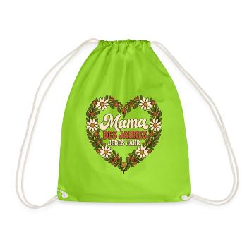 Mama des Jahres Geschenk Muttertag - Turnbeutel - Neongrün - Vorne