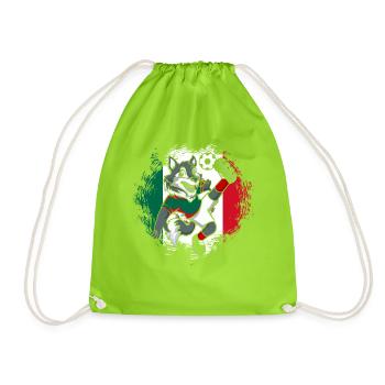 Mexican Mexico Soccer Dog Wolf - Turnbeutel - Neongrün - Vorne