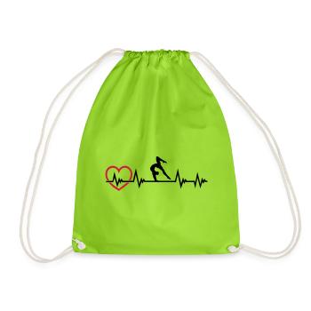 Gymnastique battement de cœur, gymnastique + ECG cardiaque - Sac de sport léger - vert néon - Devant