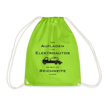 Aufladen erhöht die Reichweite ;-) - Turnbeutel - Neongrün - Vorne