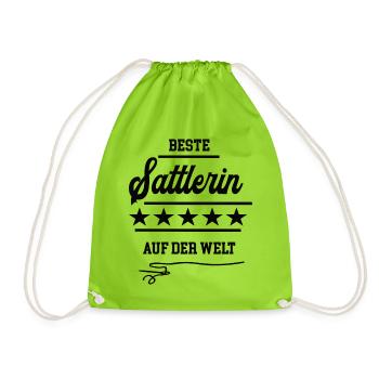 Sattlerin Sattler Frauen Autosattler Ledersattler - Turnbeutel - Neongrün - Vorne