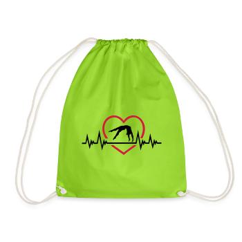 Gymnase rythme cardiaque cardiaque avec cardio, gymnastique ECG - Sac de sport léger - vert néon - Devant