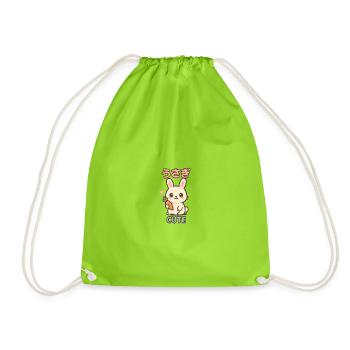 Kawaii Bunny with Carrot - Usagi Style - Drawstring Bag - neon green - Front