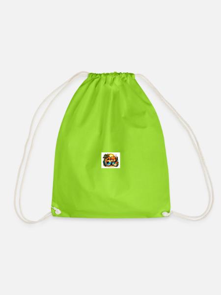 67 Tropical Sunset Surf - Drawstring Bag - neon green