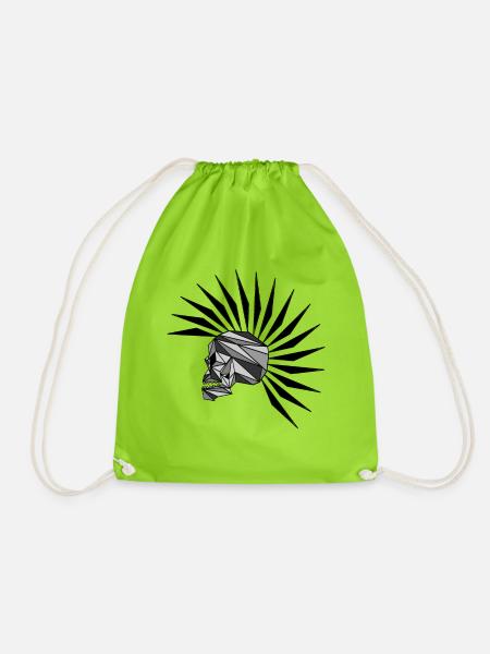 cyber punk scull plain - Drawstring Bag - neon green