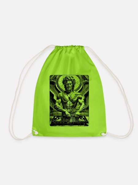 Urbanes Streetwear Zeus DJ Shirt: Hip-Hop Vibes - Turnbeutel - Neongrün