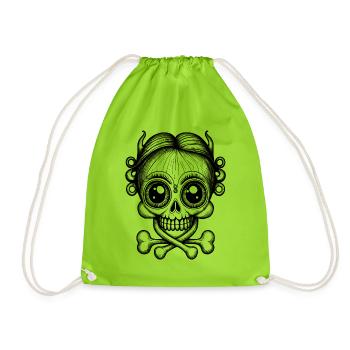 Fascination of horror: shirt, cute skull - Drawstring Bag - neon green - Front