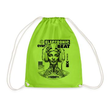 Cyber Beats shirt with futuristic design - Drawstring Bag - neon green - Front