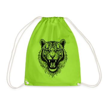Power und Wildheit im Tiger T-Shirt - Turnbeutel - Neongrün - Vorne