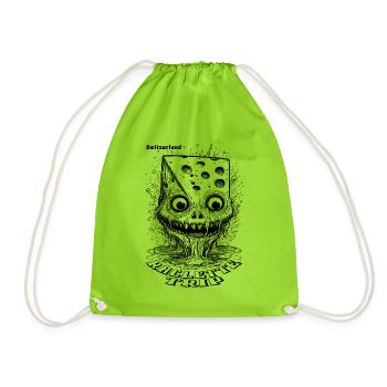 Comic Horror T-Shirt with Melting Cheese - Drawstring Bag - neon green - Front