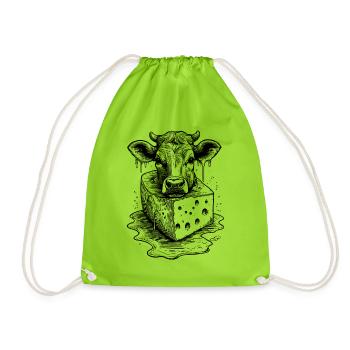 Alm raclette shirt with rustic Swiss flair - Drawstring Bag - neon green - Front