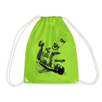 Funny Skater Scene – Cool Crash Shirt - Drawstring Bag - neon green - Front