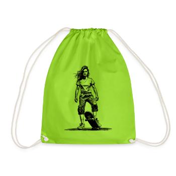 Chemise patineuse-fille – Peu avant le départ - Sac de sport léger - vert néon - Devant