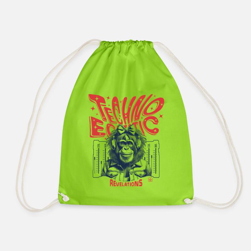 Pulsating techno monkey look: your party shirt - Drawstring Bag - neon green