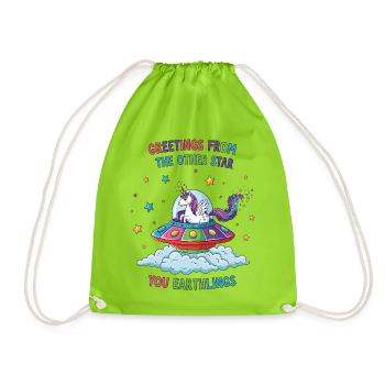 Licorne vue de l’espace - Sac de sport léger - vert néon - Devant