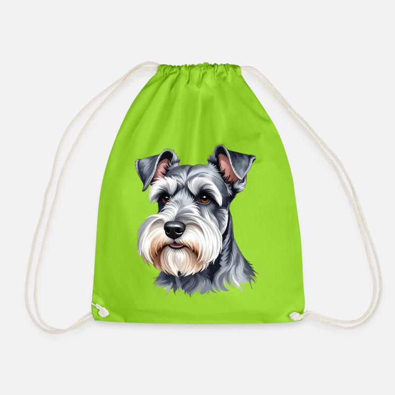 Miniature Schnauzer - Drawstring Bag - neon green
