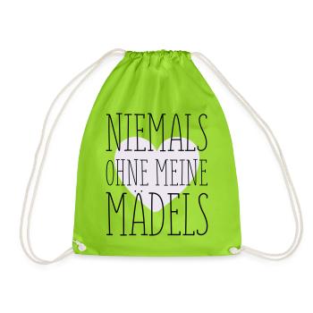 Meine Mädels Spruch - Turnbeutel - Neongrün - Vorne