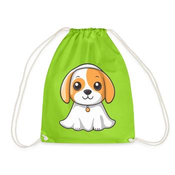 Beagle Hund Halloween Geist - Turnbeutel - Neongrün - Vorne