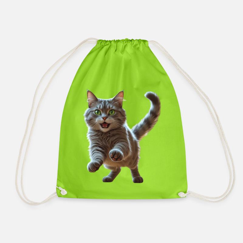 feline - Drawstring Bag - neon green