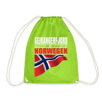 Geirangerfjord - Drawstring Bag - neon green - Front