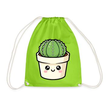 Cactus Kawaii dans le pot - Sac de sport léger - vert néon - Devant