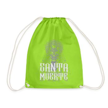 Santa Muerte Skull Bride - Drawstring Bag - neon green - Front