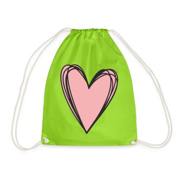 Cœur – Symbole d’amour et de connexion - Sac de sport léger - vert néon - Devant
