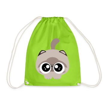 Étincelle du chaton aux grands yeux - Sac de sport léger - vert néon - Devant