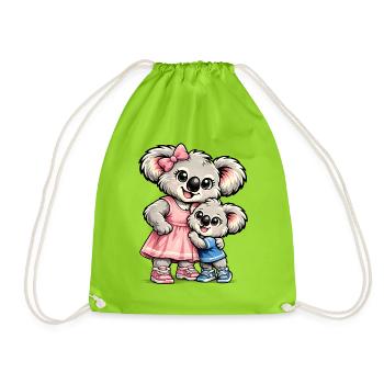 Süßer Koala – Große Schwester - Turnbeutel - Neongrün - Vorne