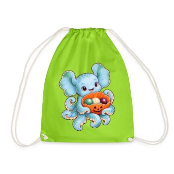 Dumbo-Oktopus mit Kürbismuschel - Turnbeutel - Neongrün - Vorne