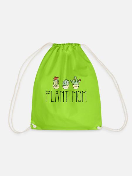 plant mom - Drawstring Bag - neon green