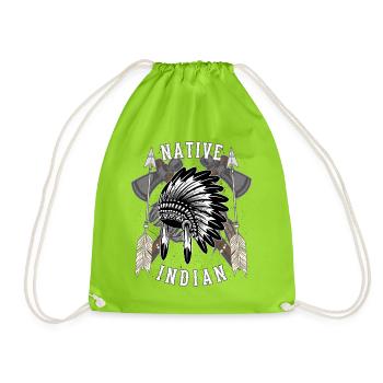 Native Indian for Indian Friends - Drawstring Bag - neon green - Front