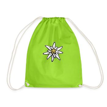 Edelweiß Bergblume Blume - Turnbeutel - Neongrün - Vorne
