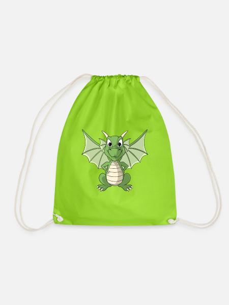 Süßer Drache Cartoon Drachen - Turnbeutel - Neongrün