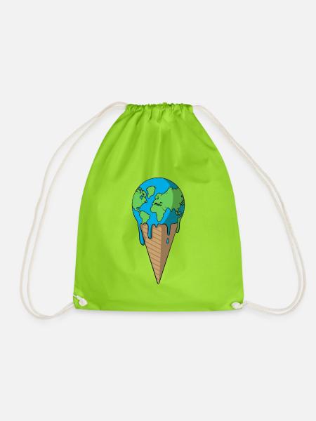 Planet Erde in Eiswaffel - Turnbeutel - Neongrün
