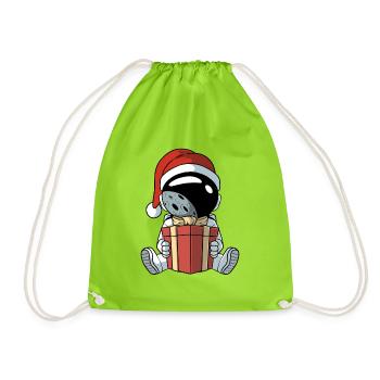 Funny Christmas motif astronaut Santa Claus - Drawstring Bag - neon green - Front