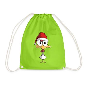 Lustiges Weihnachtsmann Huhn - Turnbeutel - Neongrün - Vorne