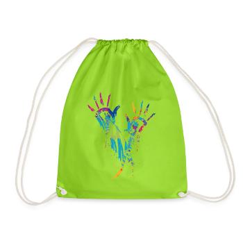 Colorful hands Blaze of color - Drawstring Bag - neon green - Front