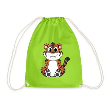 Süßer Cartoon Tiger - Turnbeutel - Neongrün - Vorne