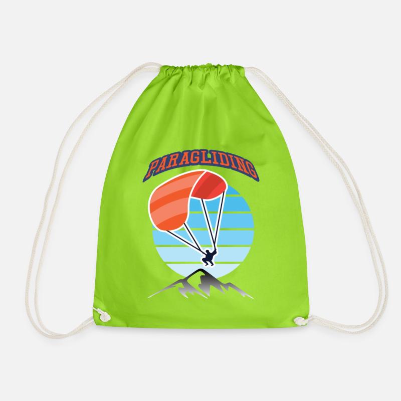 Gleitschirmflieger Berge Paragliding - Turnbeutel - Neongrün