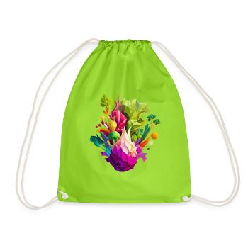 Vegetables Different Types Abstract - Drawstring Bag - neon green - Front