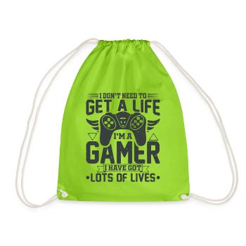 Gamer gaming gaming computer game controller - Drawstring Bag - neon green - Front