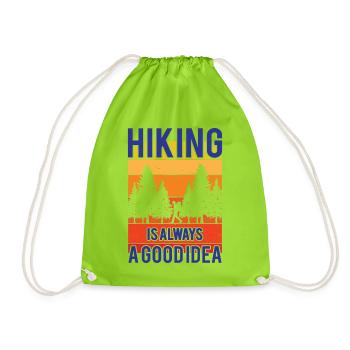 Hiking is always a good idea - Drawstring Bag - neon green - Front
