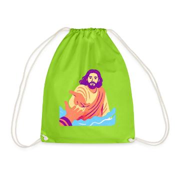 Jesus – Retro Pop Art - Turnbeutel - Neongrün - Vorne