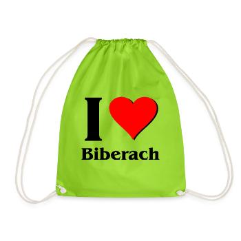 I Love Biberach - Turnbeutel - Neongrün - Vorne