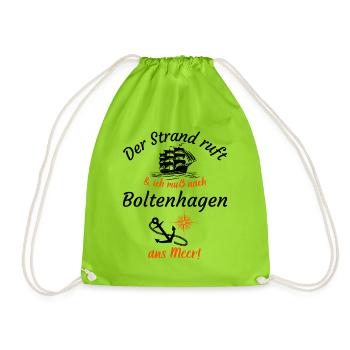 Boltenhagen-Der Strand ruft und ich muss ans Meer - Turnbeutel - Neongrün - Vorne