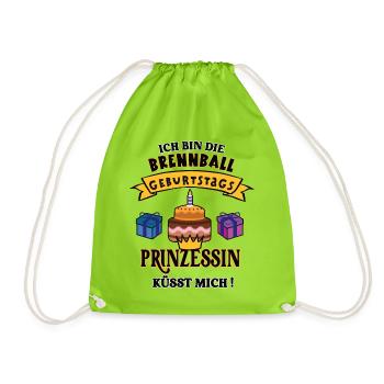 Brennballerin Geburtstag Brennballspielerin Geb - Turnbeutel - Neongrün - Vorne